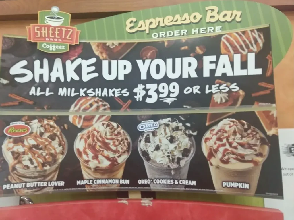 Sheetz Frozen Drink Menu