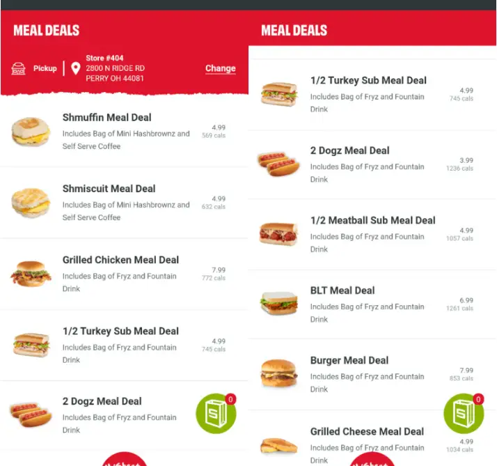 Sheetz Menu