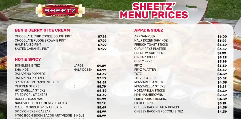 Sheetz Sub Menu